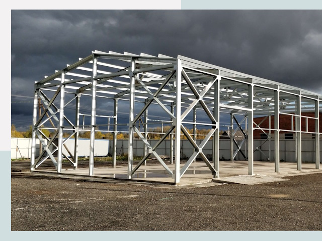 Двускатные ангары в Полевской от 616 руб. за квадрат